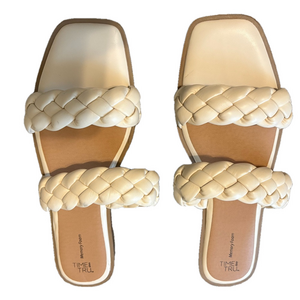 Time and Tru Women's Cream Braided Sandals